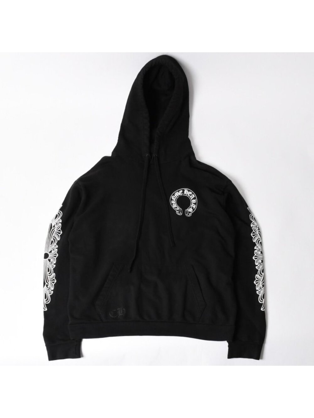 Chrome Hearts Pullover Hoodie Floral Cloth Horseshoe Black L